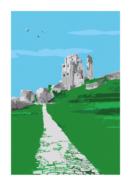 The climb to Corfe Castle